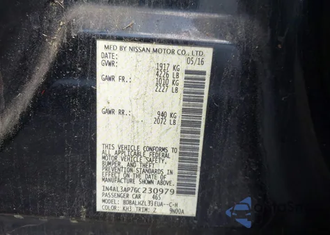 2016 Nissan Altima 2.5 Sr из США, поврежденный, VIN 1N4AL3AP7GC230979